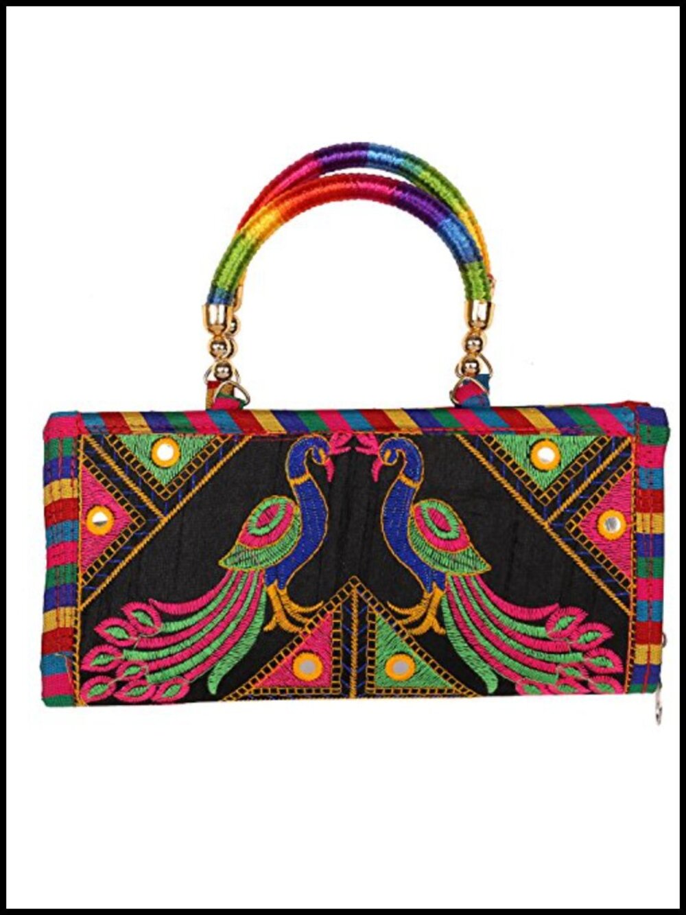 Cotton Embroidered Clutch Purse Detachable Chain Evening Bag Weddings